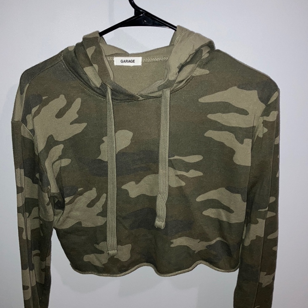 Cropped Camo Sweater with hood